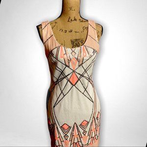 Bebe Geometric Sequin Gatsby Inspired Shift Dress